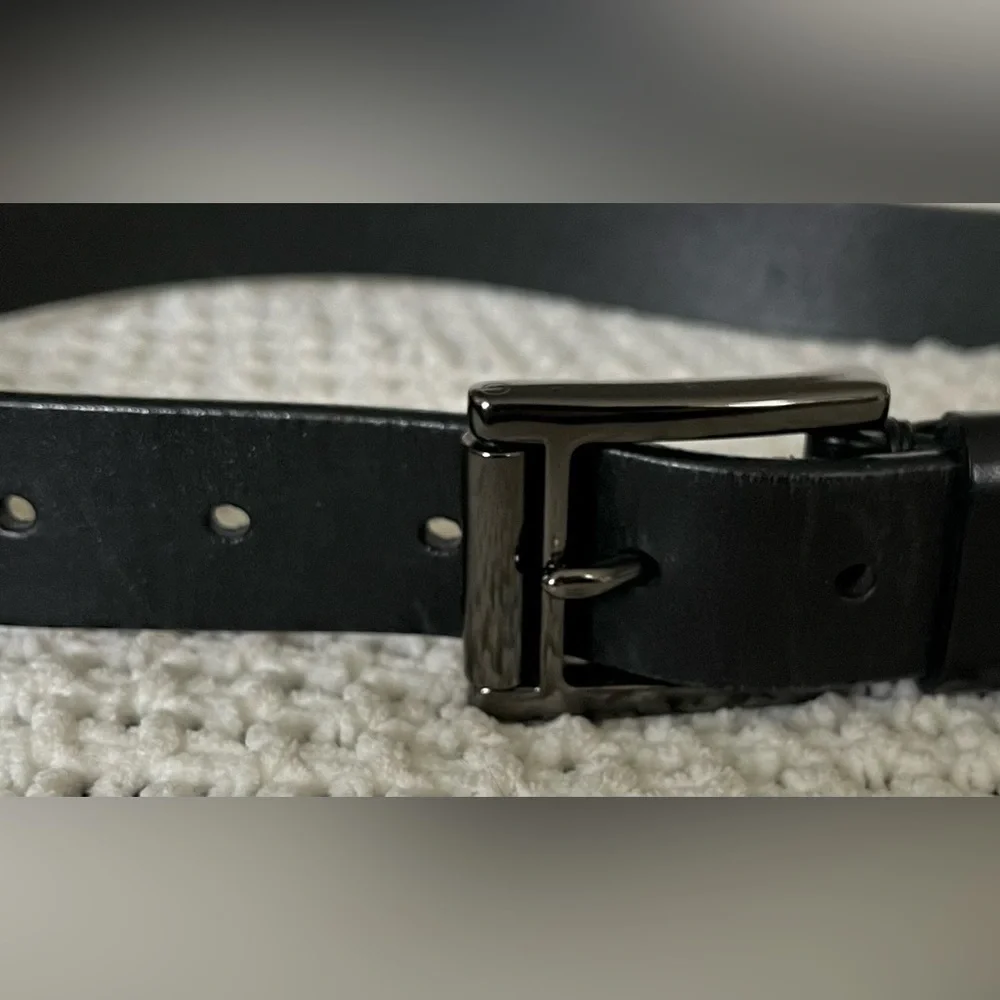 El Portal Men’s Black Italian Leather Belt, Dress/Business; Size M (Approx. 39”)